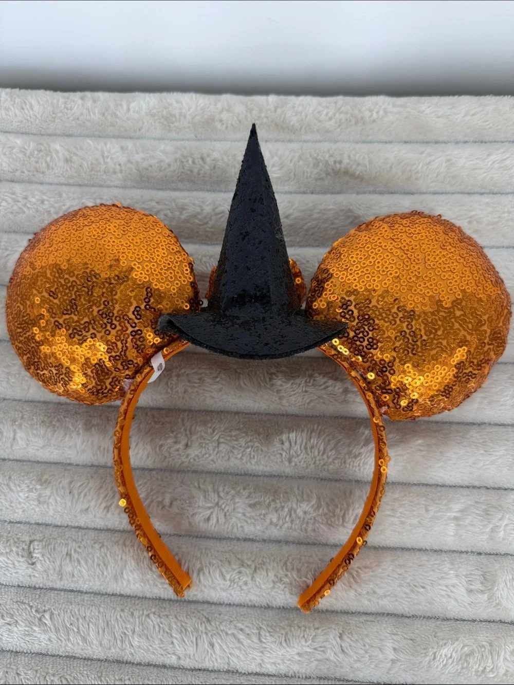 Disney Minnie Rars Orange Sequin Witch Ear Headband